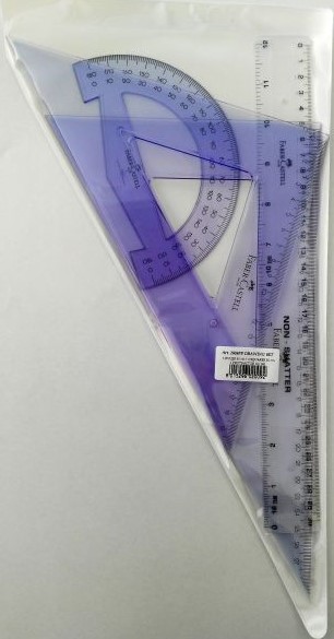 DRAWING SET WITH RULER -PROTRACTOR + 2 SQUARES